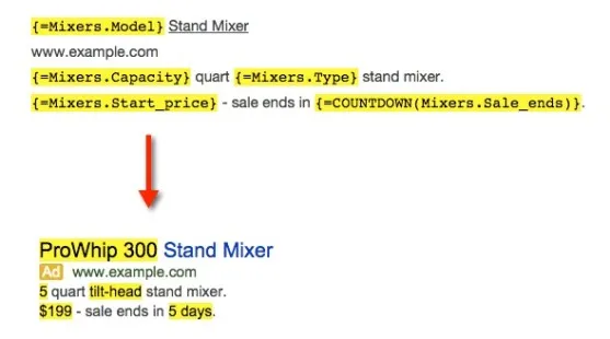 AdWords Ad Customizers Example
