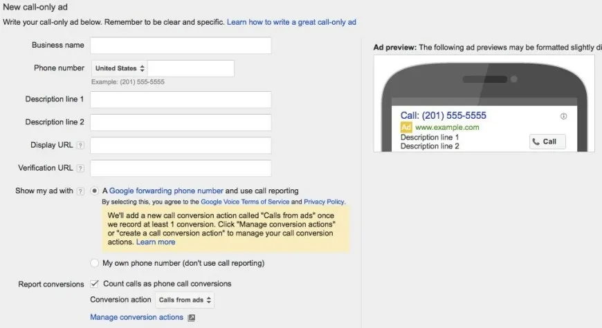 AdWords Call-Only Campaigns 