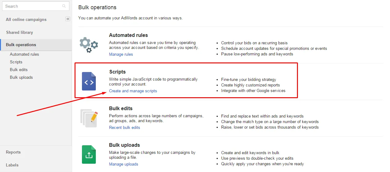 AdWords Create Scripts