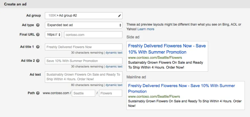 Create Expanded Text Ads